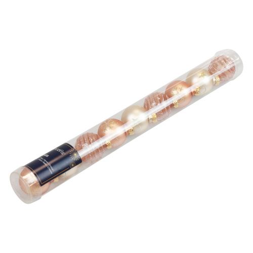 Floristik24 Mini Christmas balls glass cream copper glass balls Ø3cm 9pcs
