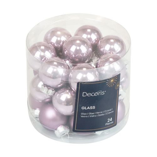 Floristik24 Mini Christmas balls glass lilac gloss/matt Ø2.5cm 20 pcs