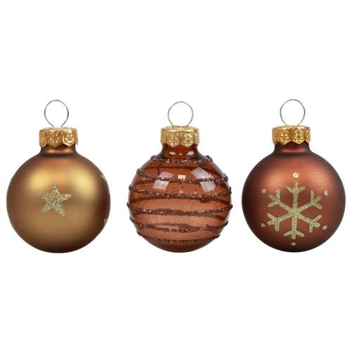 Floristik24 Mini Christmas balls glass gold brown glass balls Ø3cm 9pcs