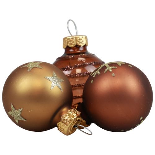 Floristik24 Mini Christmas balls glass gold brown glass balls Ø3cm 9pcs