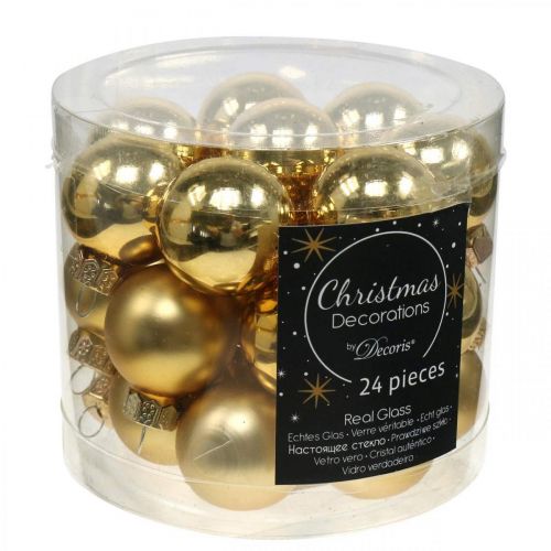 Product Mini Christmas balls glass gold Ø2.5cm 24 pcs