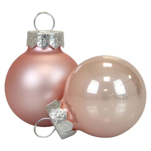 Mini Christmas balls glass pink matt/glossy Ø2.5cm 20p