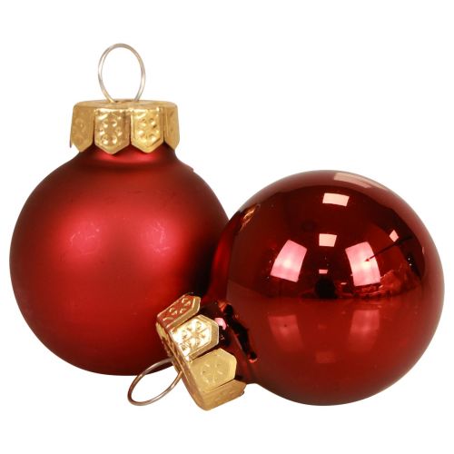 Mini Christmas balls red matt/glossy Ø2.5cm 20p