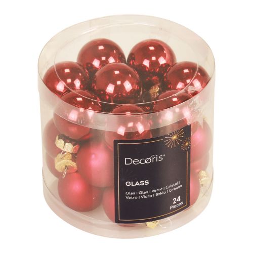 Floristik24 Mini Christmas balls red matt/glossy Ø2.5cm 20 pcs