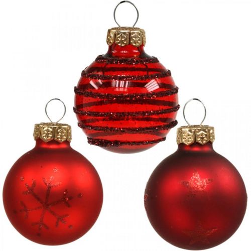 Product Mini Christmas Balls Red Mix Real Glass Ø3cm 9 pcs