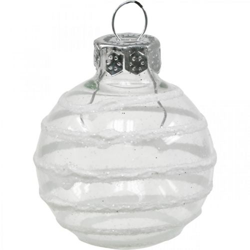 Product Mini Christmas balls white, silver real glass Ø3cm 9 pcs
