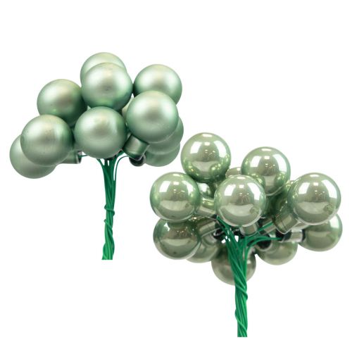 Floristik24 Mini Christmas balls on wire glass green Ø2.5cm 140pcs