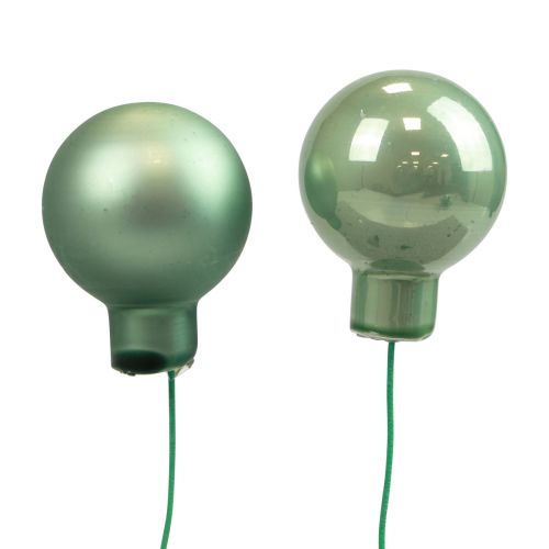 Floristik24 Mini Christmas balls on wire glass green Ø2.5cm 140pcs