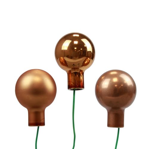 Product Mini Christmas balls on wire glass orange Ø2.5cm 140pcs