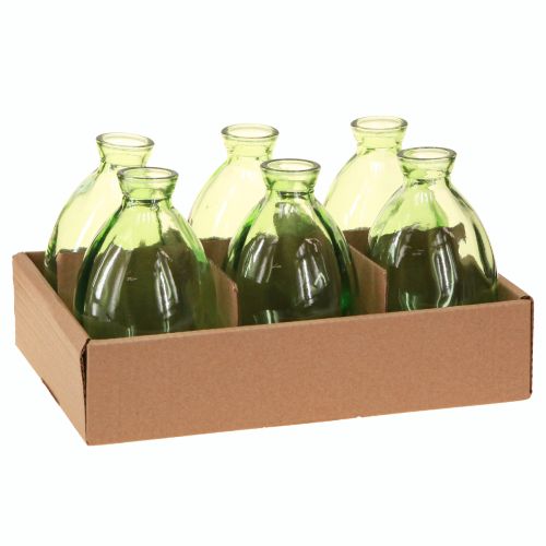 Product Mini vases glass bulbous glass vases green tinted H12cm 6 pcs