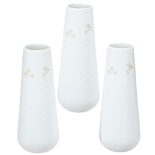 Product Porcelain vase white with gold motif – Elegant flower vase in a set of 3 H12cm 3 pcs