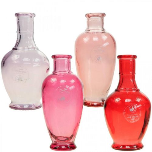 Floristik24 Mini vases glass decorative glass vases pink pink red purple 15cm 4pcs