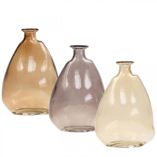 Floristik24 Mini vases glass decorative vases yellow, purple, brown H12cm 3pcs