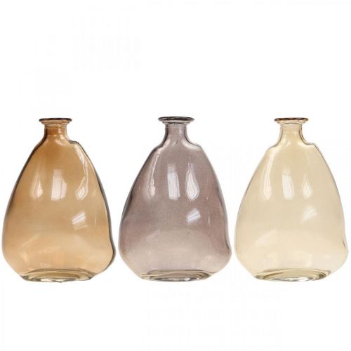 Product Mini vases glass decorative vases yellow, purple, brown H12cm 3pcs