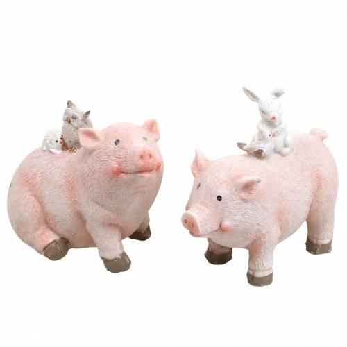 Product Decorative figure set piggy with animal friends 9.3cm × 7.5 / 8.5cm 2pcs