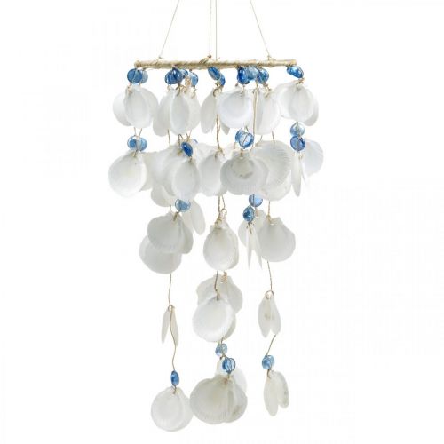 Floristik24 Mobile seashells wind chimes maritime decoration for hanging white, blue 46cm