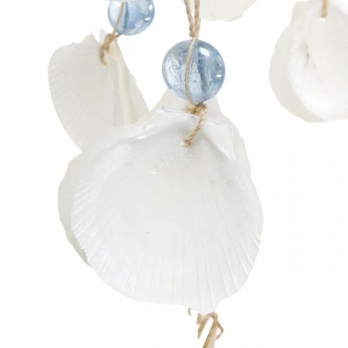 Product Mobile seashells wind chimes maritime decoration for hanging white, blue 46cm