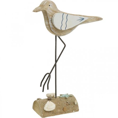 Wooden seagull, maritime decoration, coastal bird Shabby Chic, blue and white H25cm