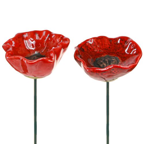 Floristik24 Poppy Ceramic Decoration Flower Plug Poppy Red 5cm 8 Pcs