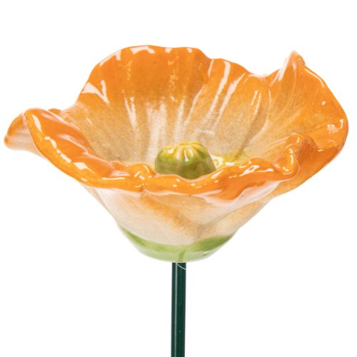 Product Ceramic poppy sculptures, blossoms in an artistic design for the garden, 52cm, 2 pieces
