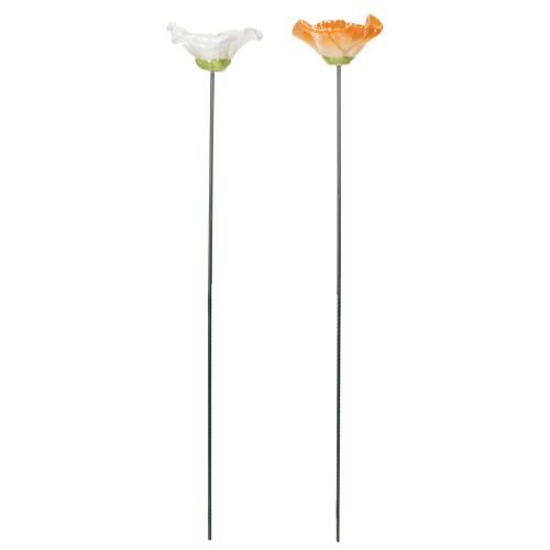 Product Ceramic poppy sculptures, blossoms in an artistic design for the garden, 52cm, 2 pieces