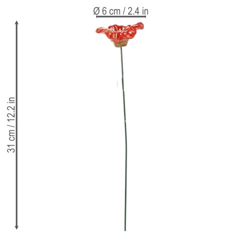 Product Ceramic Poppy Flower Romantic Decoration for Spring Garden and Flower Beds 31cm 6pcs