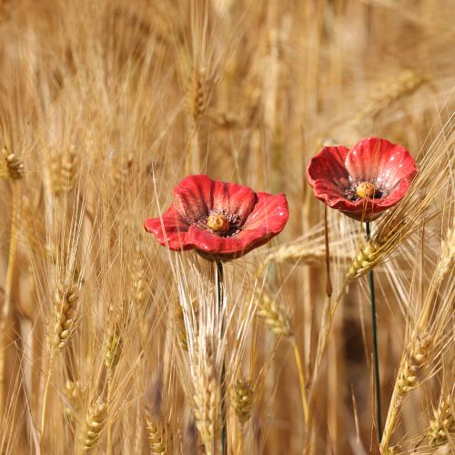 Product Ceramic Poppy Flower Romantic Decoration for Spring Garden and Flower Beds 31cm 6pcs