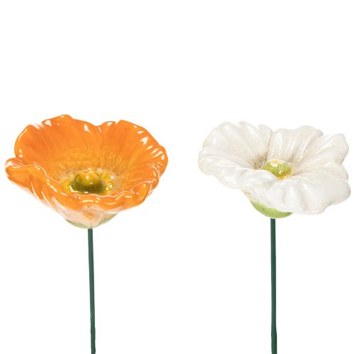 Floristik24 Garden stake poppy flower ceramic decoration for spring garden design 32cm 6pcs