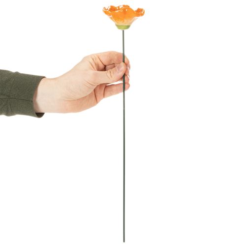Product Poppy flower stake, ceramic flower, lovingly detailed, for elegant garden accents, 42cm, 4 pieces