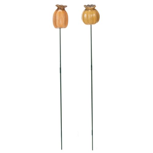 Product Garden stake poppy seed pod - decorative highlight for garden decoration and DIY projects - 41cm, 4 pieces