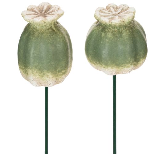 Poppy seed pod decorative stake for seasonal garden elegance or balcony highlights, 41cm, 4 pieces