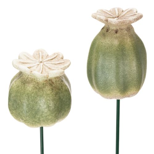 Poppy seed pod garden stake decorations for charming garden arrangements 60cm 2pcs