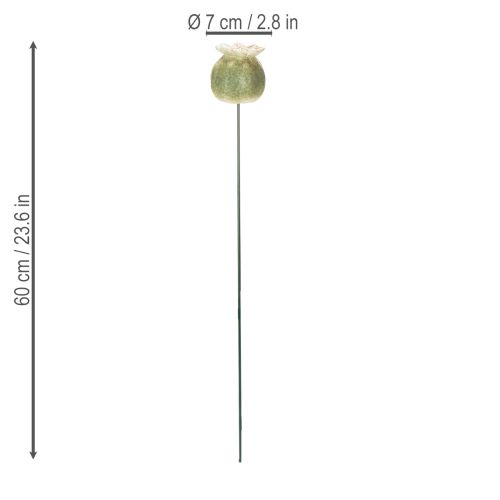 Product Poppy seed pod garden stake decorations for charming garden arrangements 60cm 2pcs