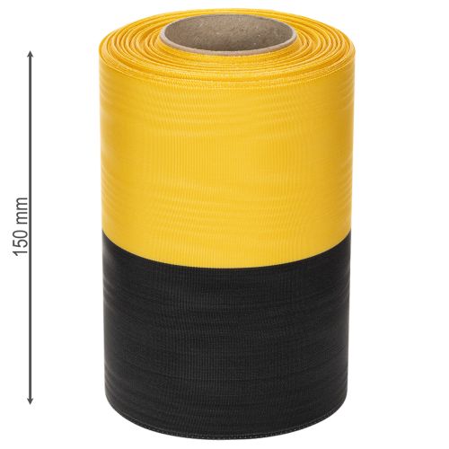 Product Moiré wreath ribbon 150mm yellow-black - mourning ribbon, sash, decoration, club ribbon - 25m roll
