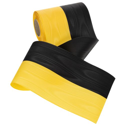 Product Moiré wreath ribbon 150mm yellow-black - mourning ribbon, sash, decoration, club ribbon - 25m roll