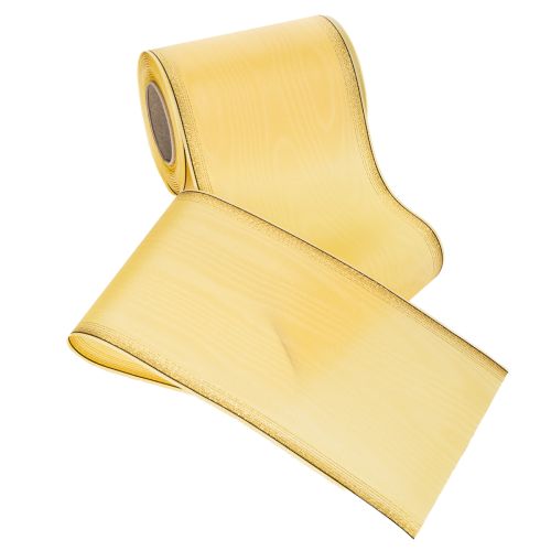 Moiré wreath ribbon, yellow with gold trim, 125mm x 25m - High-quality mourning ribbon, decorative ribbon, bow ribbon | Floristik24.co.uk