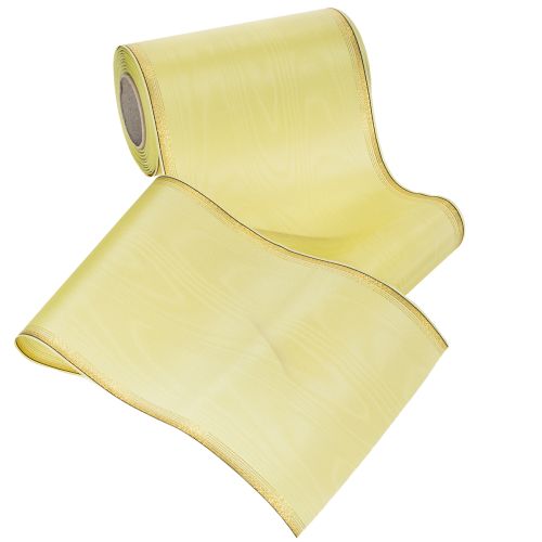 Product Moiré wreath ribbon, light green with gold edge, 175mm x 25m, high-quality decoration for floristry