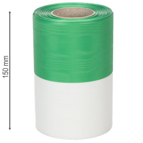 Product Moiré wreath ribbon green-white 150mm, decorative ribbon, bow ribbon, taffeta quality 25m