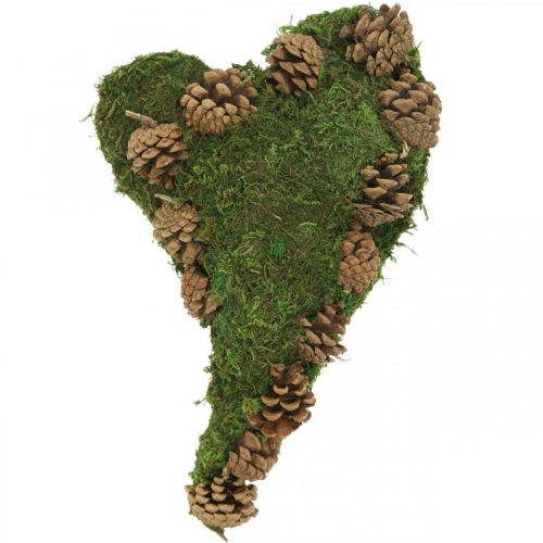 Floristik24 Grave decoration heart moss and cones arrangement base 30 × 19cm