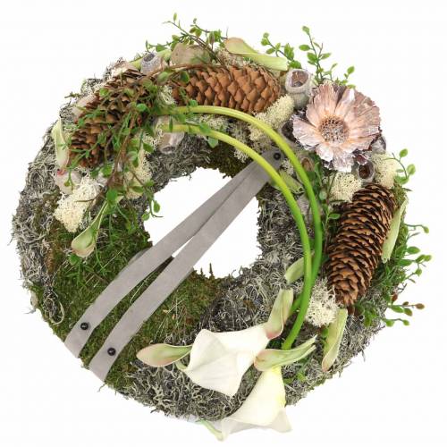 Product Decorative wreath, moss wreath gray Ø30cm 1p