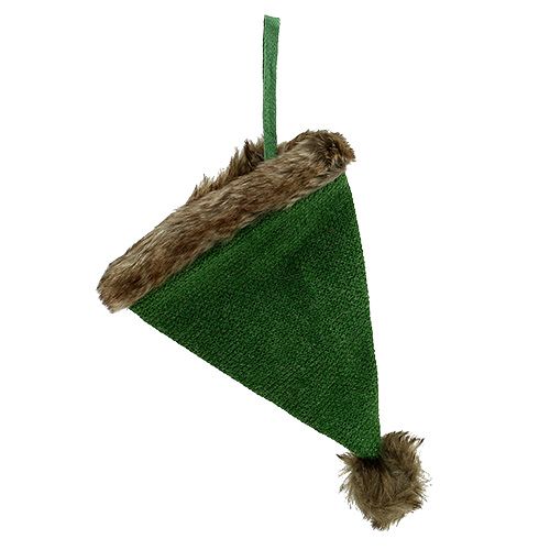 Christmas Tree Decoration Cap with fur trim Green 28cm