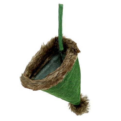 Floristik24 Christmas Tree Decoration Cap with fur trim Green 28cm