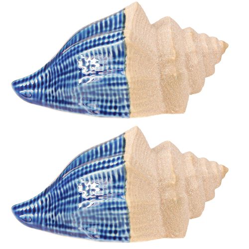 Product Shell Decoration Maritime Ceramic Blue Beige 16.5×11×9.5cm 2 pcs