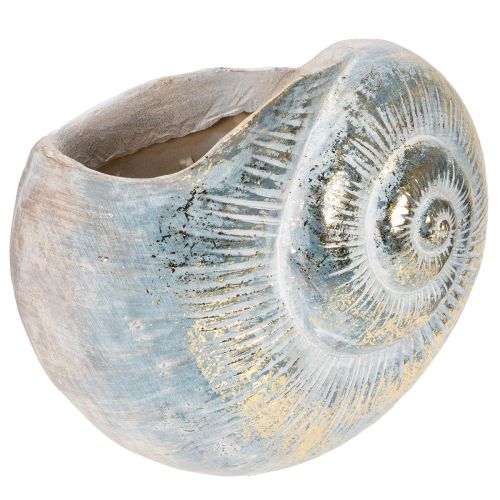 Decorative snail-shaped container for maritime and natural wall design, grey, 21cm