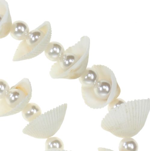 Product Shell garland with pearls white 100cm
