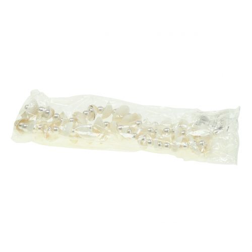 Floristik24 Shell garland with pearls white 100cm