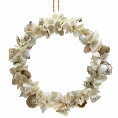 Floristik24 Shell wreath natural white Ø40cm