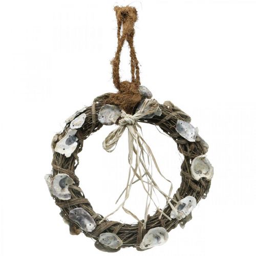 Floristik24 Shell wreath, deco wreath vine wood, natural shells Ø30cm