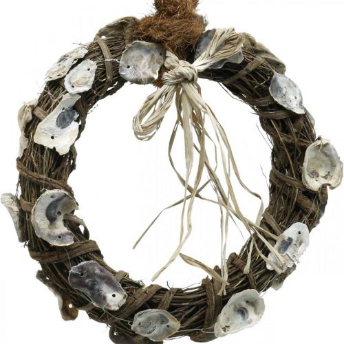 Product Shell wreath, deco wreath vine wood, natural shells Ø30cm