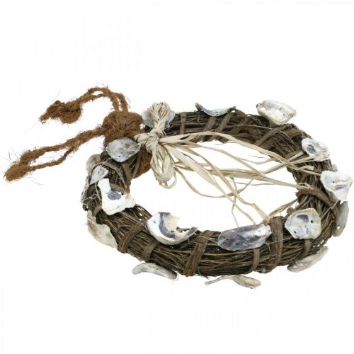 Floristik24 Shell wreath, deco wreath vine wood, natural shells Ø30cm